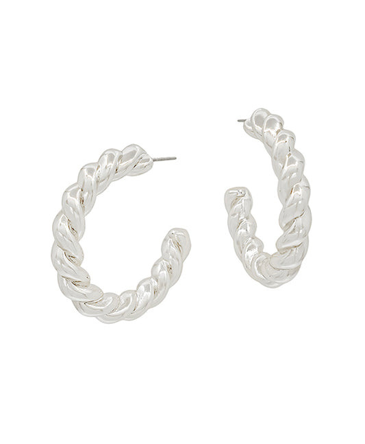 Twisted Texture Bold Metal Hoop Earring