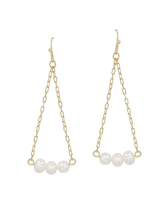 3 Fresh Water Pearl Chain Earring