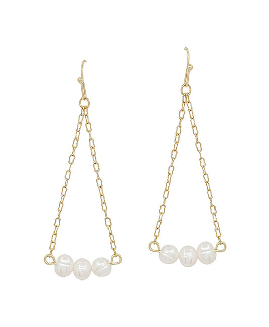 3 Fresh Water Pearl Chain Earring