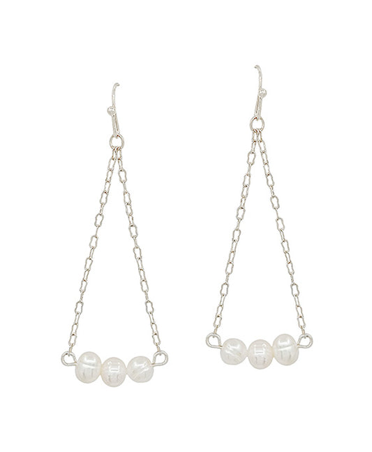 3 Fresh Water Pearl Chain Earring