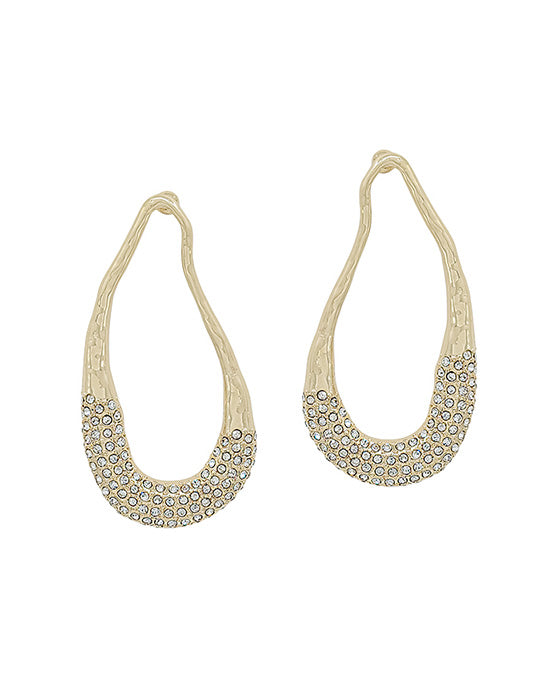 Organic Shape Metal w/ Pave Earring