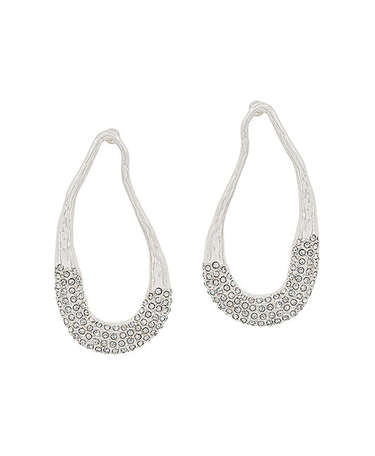 Organic Shape Metal w/ Pave Earring