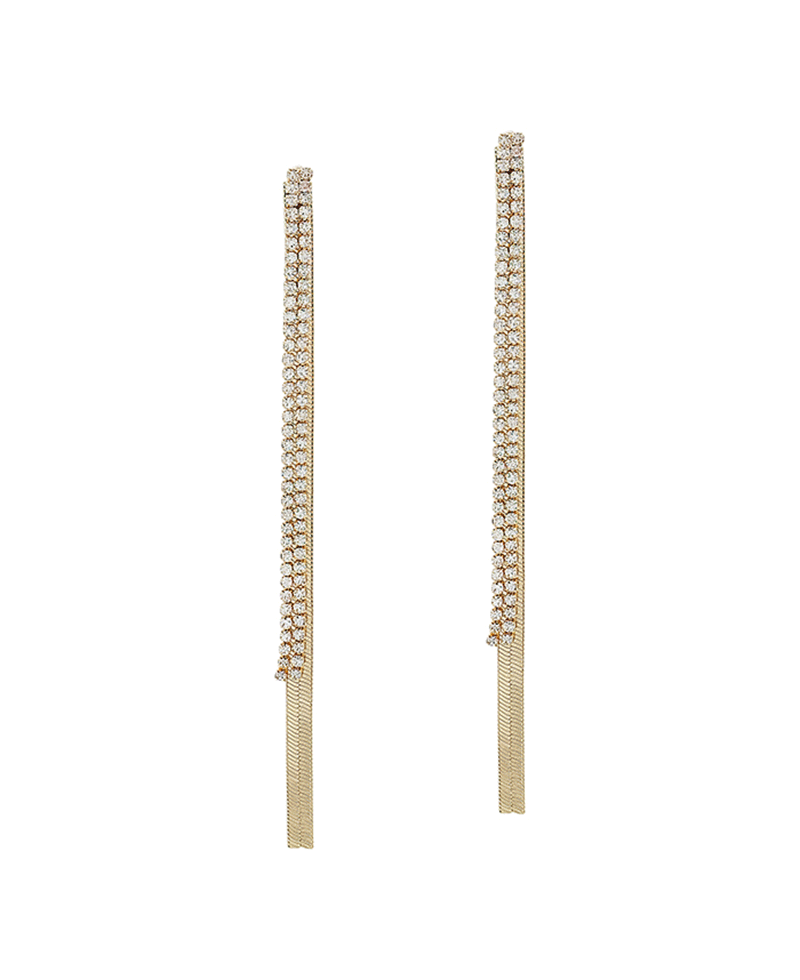 Crystal & Metal Chain Linear Earring