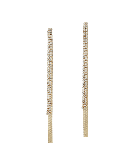 Crystal & Metal Chain Linear Earring