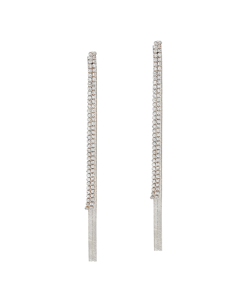 Crystal & Metal Chain Linear Earring