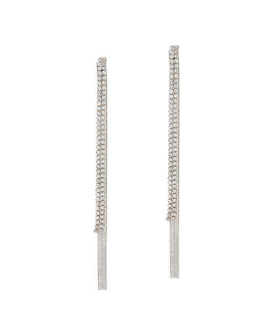 Crystal & Metal Chain Linear Earring