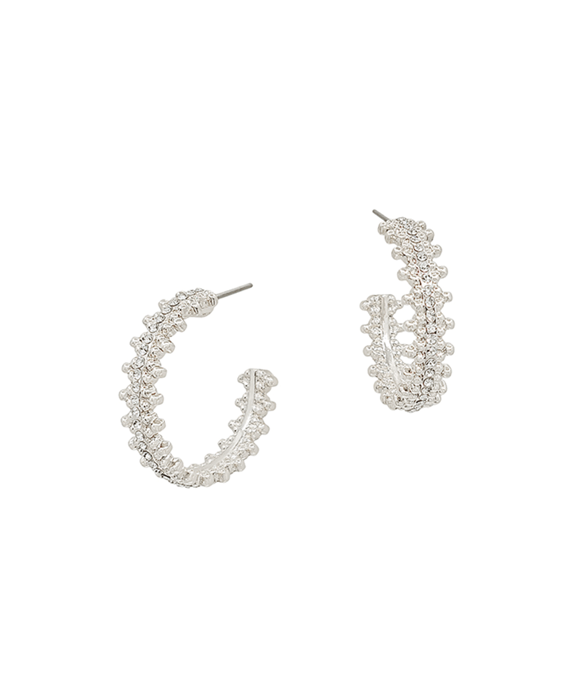 Crystal & Dot Pattern Metal Hoop Earring - 1.0"