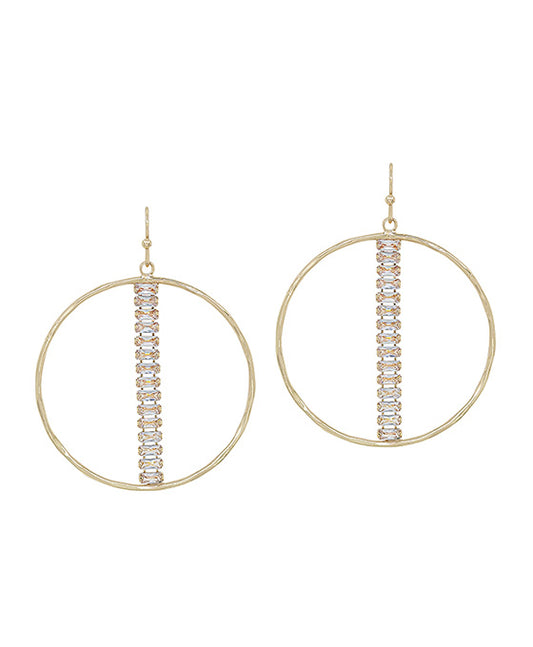 Round Metal w/ Crystal Layered Earring