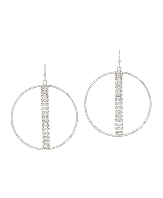 Round Metal w/ Crystal Layered Earring