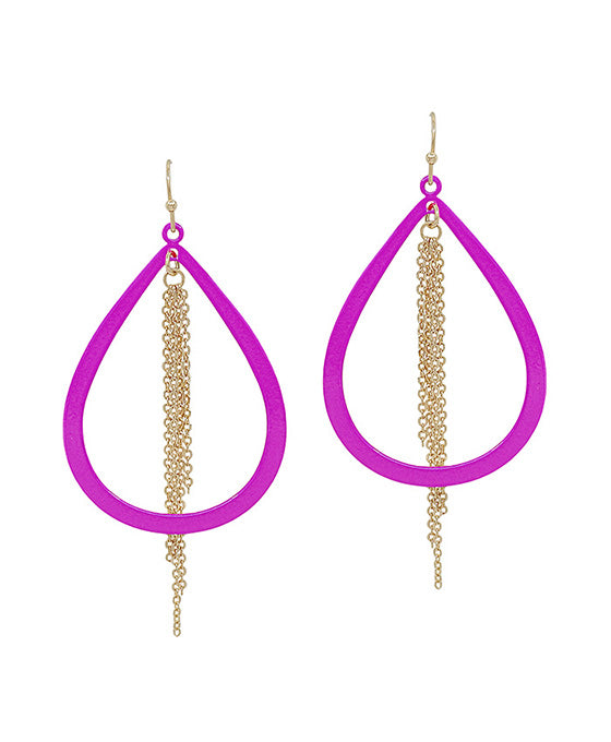 Chain Linear Teardrop Metal Coat Earring