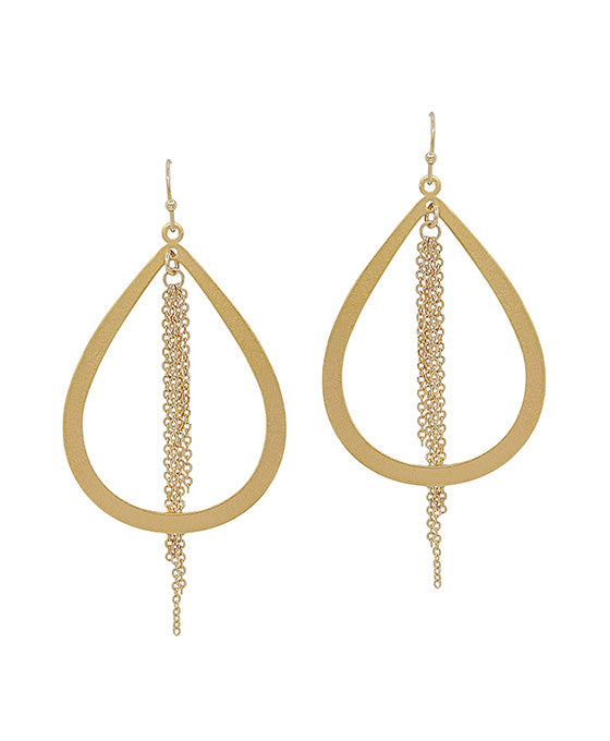 Chain Linear Teardrop Metal Coat Earring