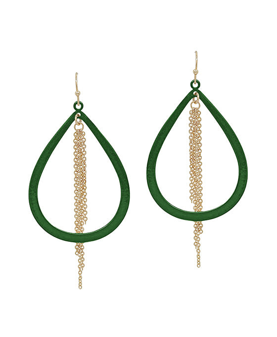 Chain Linear Teardrop Metal Coat Earring