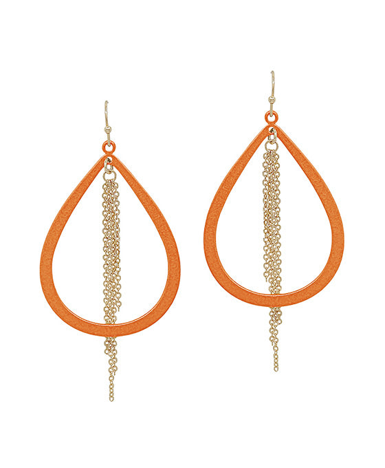 Chain Linear Teardrop Metal Coat Earring