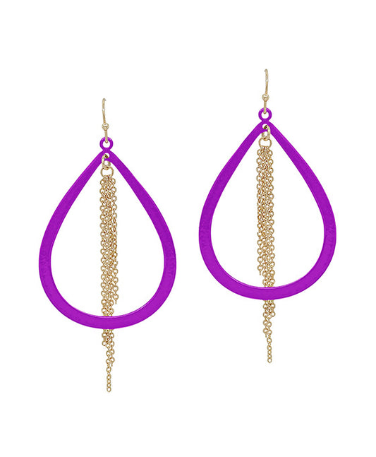 Chain Linear Teardrop Metal Coat Earring