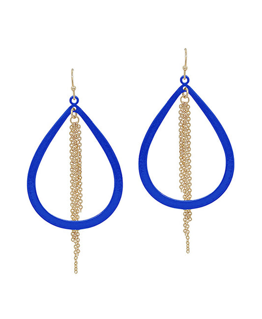 Chain Linear Teardrop Metal Coat Earring