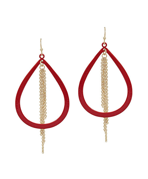 Chain Linear Teardrop Metal Coat Earring