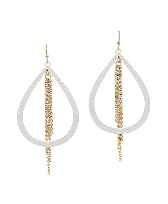 Chain Linear Teardrop Metal Coat Earring