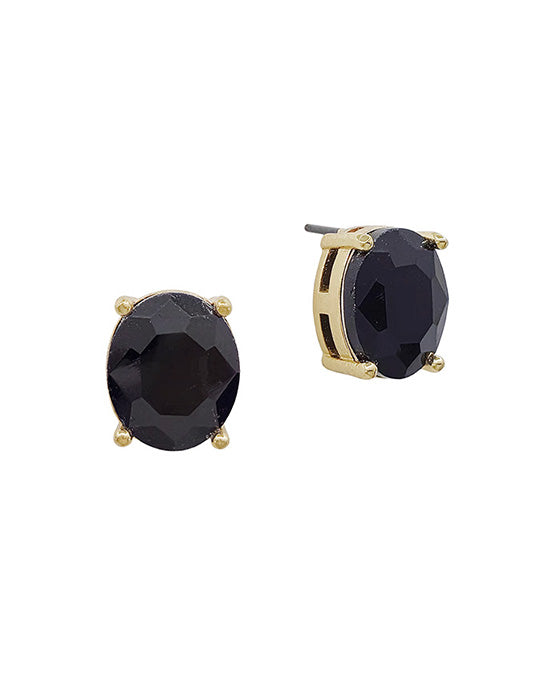 Oval Shape Crystal Post Earring
