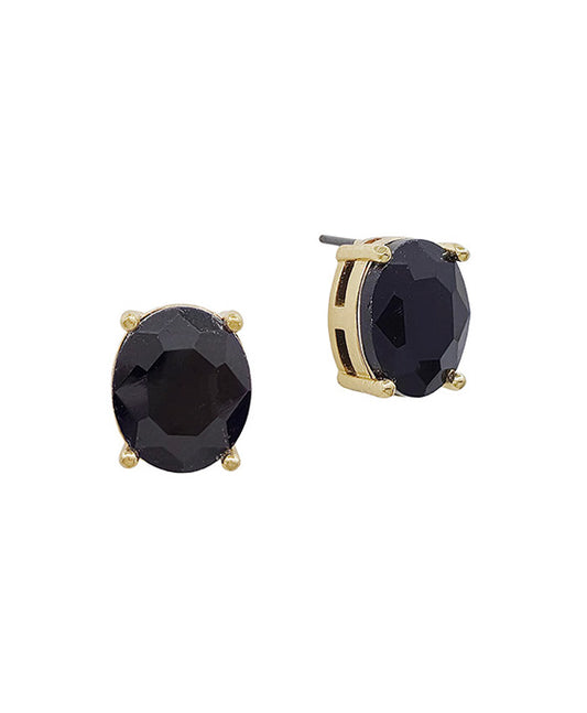 Oval Shape Crystal Post Earring