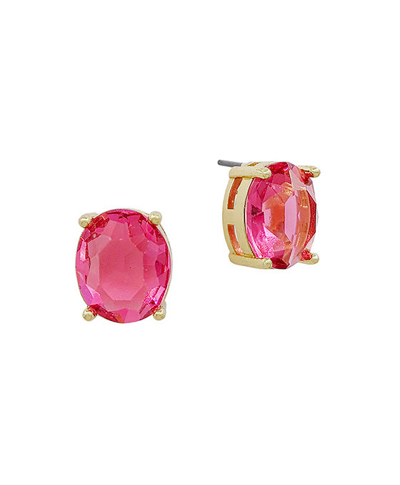 Oval Shape Crystal Post Earring