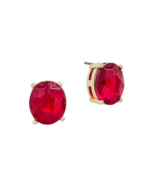 Oval Shape Crystal Post Earring