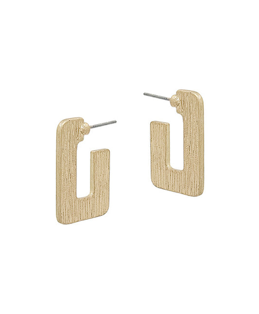Textured Metal Square Hoop Earring