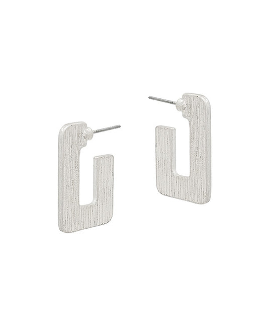 Textured Metal Square Hoop Earring