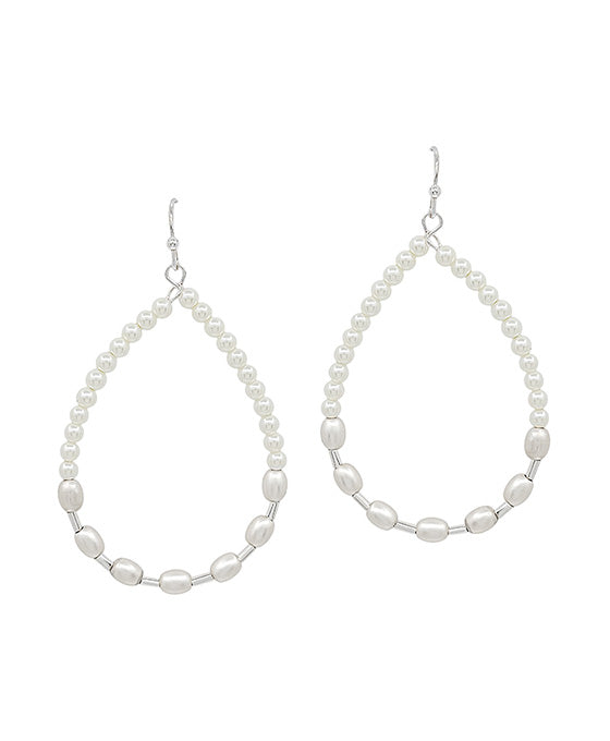 Teardrop Shape Pearl & Pipe Beads Earring