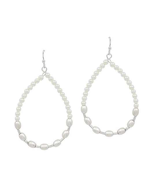Teardrop Shape Pearl & Pipe Beads Earring