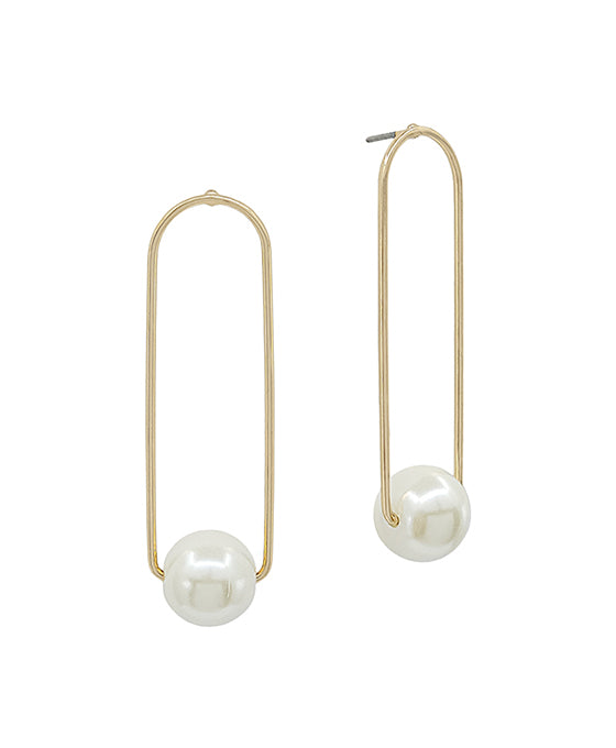 10mm Glass Pearl w/ Oval Metal Post Earring