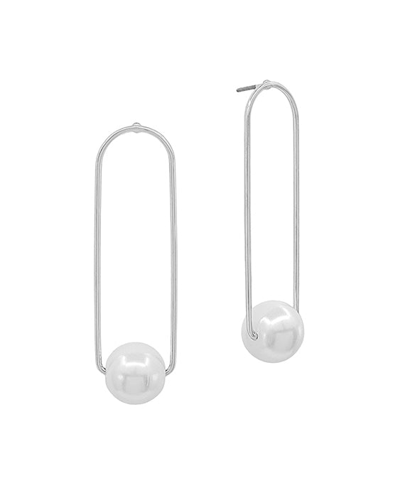 10mm Glass Pearl w/ Oval Metal Post Earring