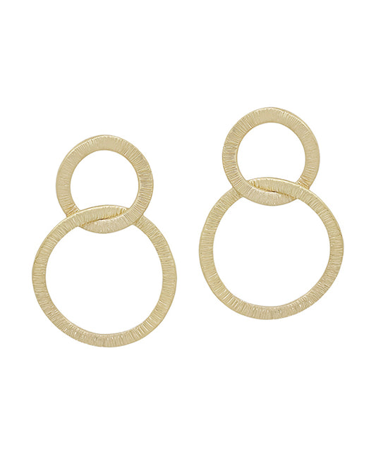 2 Drop Textured Metal Post Earring