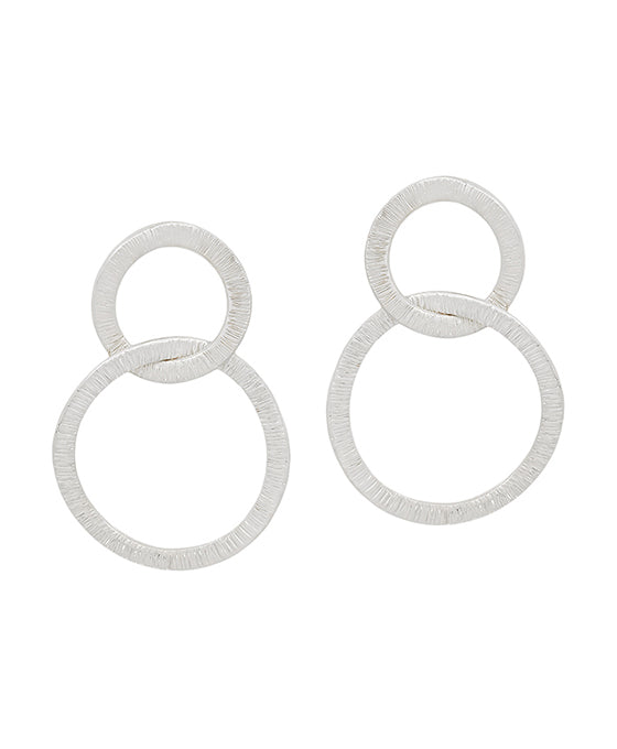 2 Drop Textured Metal Post Earring