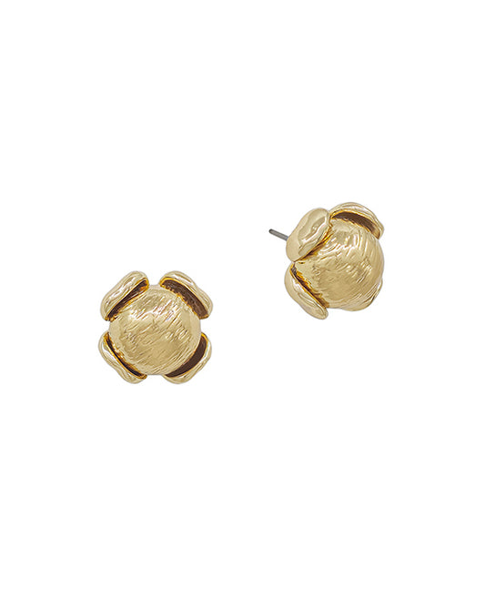 Round Texture Metal Ball w/ Cover Post Earring