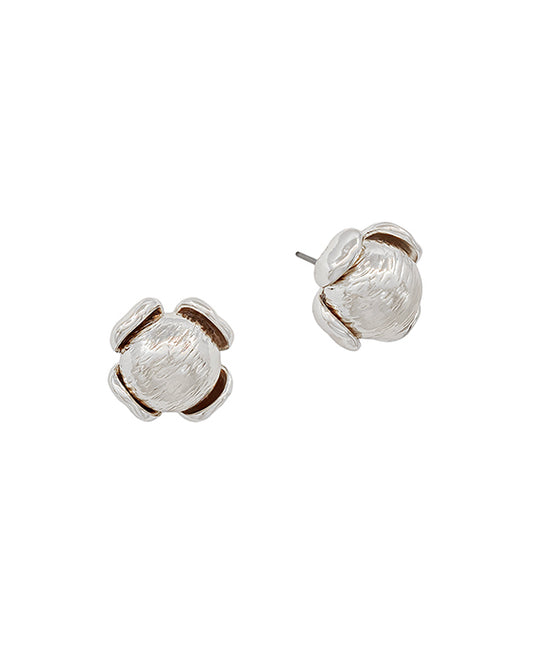 Round Texture Metal Ball w/ Cover Post Earring