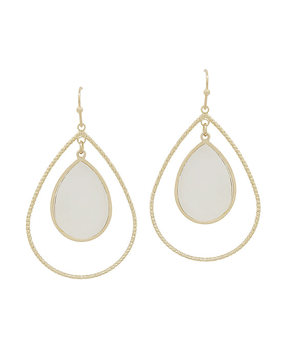 Double Teardrop Texture Wire w/ Mop Earring