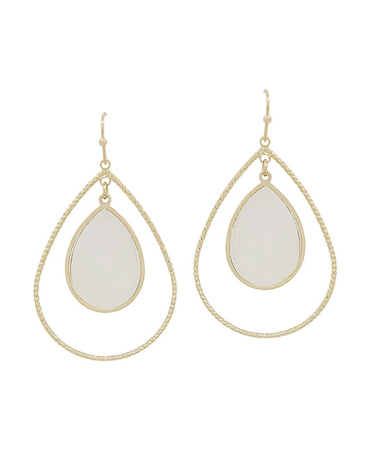 Double Teardrop Texture Wire w/ Mop Earring