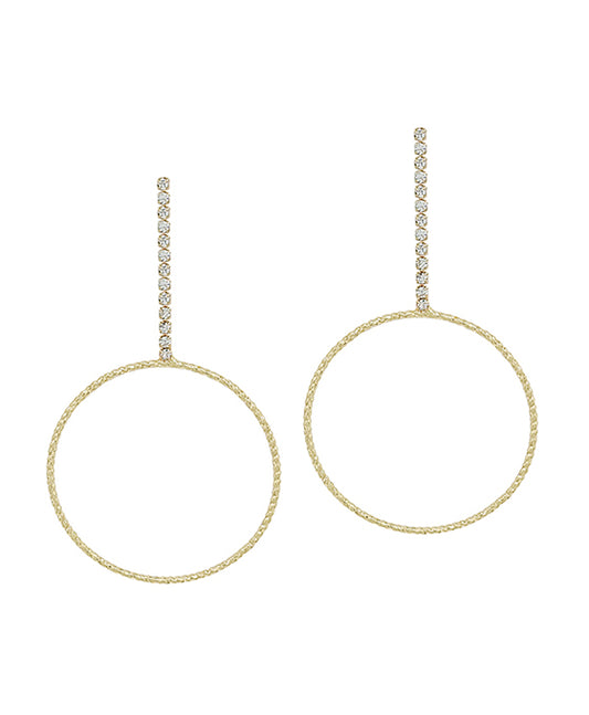 Linear w/ Texture Round Metal Post Earring