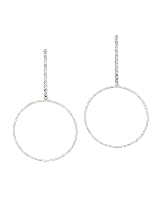 Linear w/ Texture Round Metal Post Earring