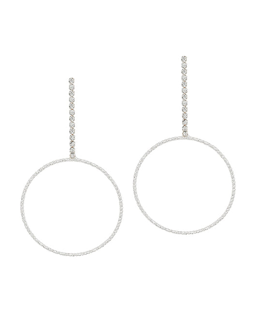 Linear w/ Texture Round Metal Post Earring