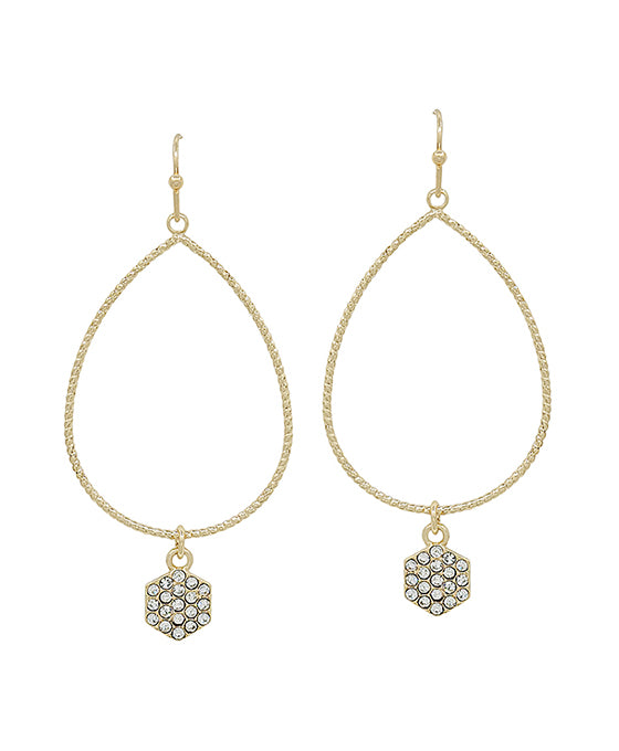 Teardrop Wirfe w/ Hexagon Pave Earring