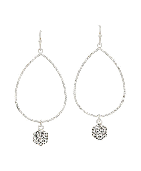 Teardrop Wirfe w/ Hexagon Pave Earring