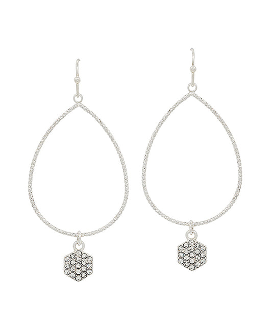 Teardrop Wirfe w/ Hexagon Pave Earring