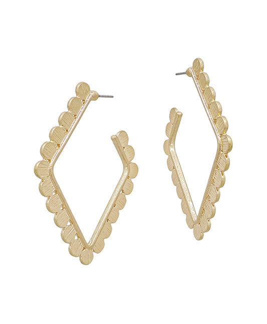 Diamond Shape Texture Hoop Earring