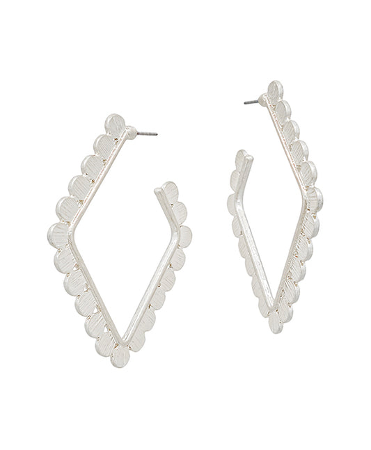 Diamond Shape Texture Hoop Earring