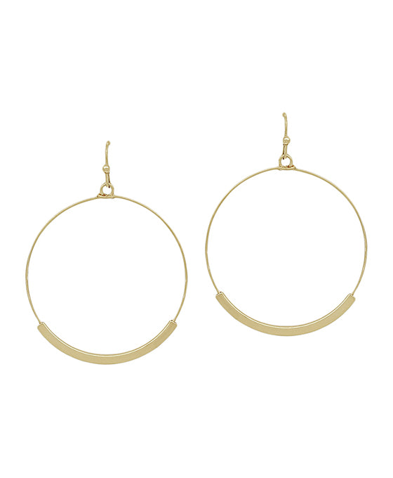 Round Wire w/ Metal Accent Earring