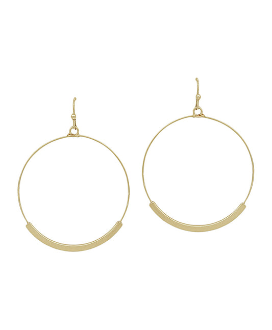 Round Wire w/ Metal Accent Earring