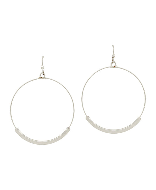 Round Wire w/ Metal Accent Earring