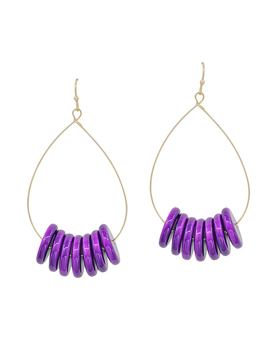 Wire w/ Metallic Color Coat Round Earring