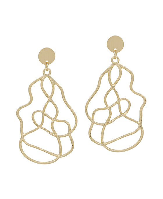 Circle Post w/ Organic Shape Metal Earring
